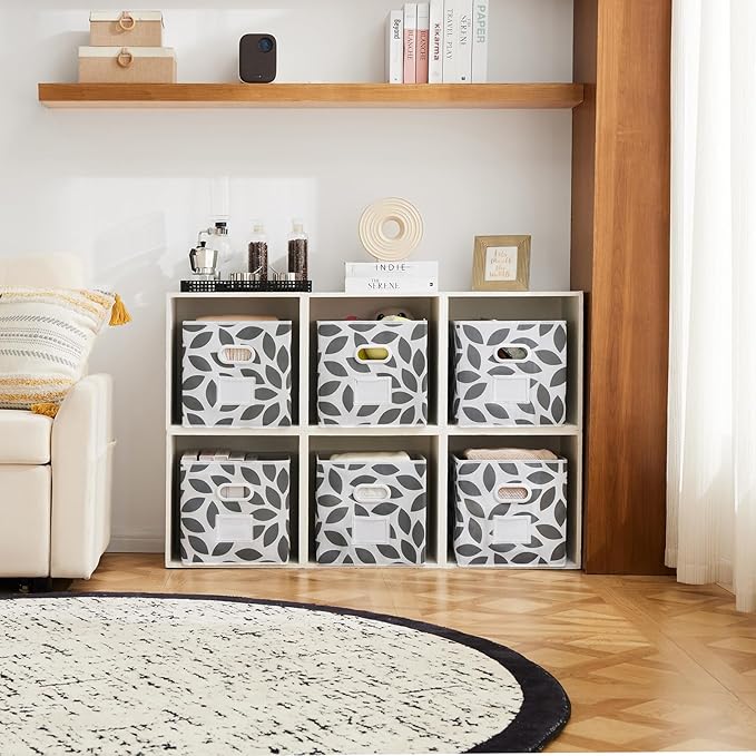 MAX Houser Fabric Storage Bins Cubes Baskets Containers with Dual Plastic Handles for Home Closet Bedroom Drawers Organizers,
