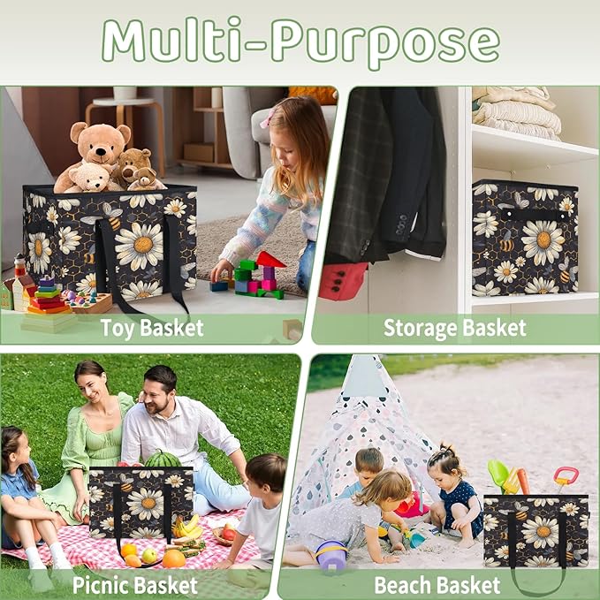 Reusable Grocery Bags Heavy Duty Shopping Bags Foldable Large Tote Bags with Long Handles & Hard Bottom