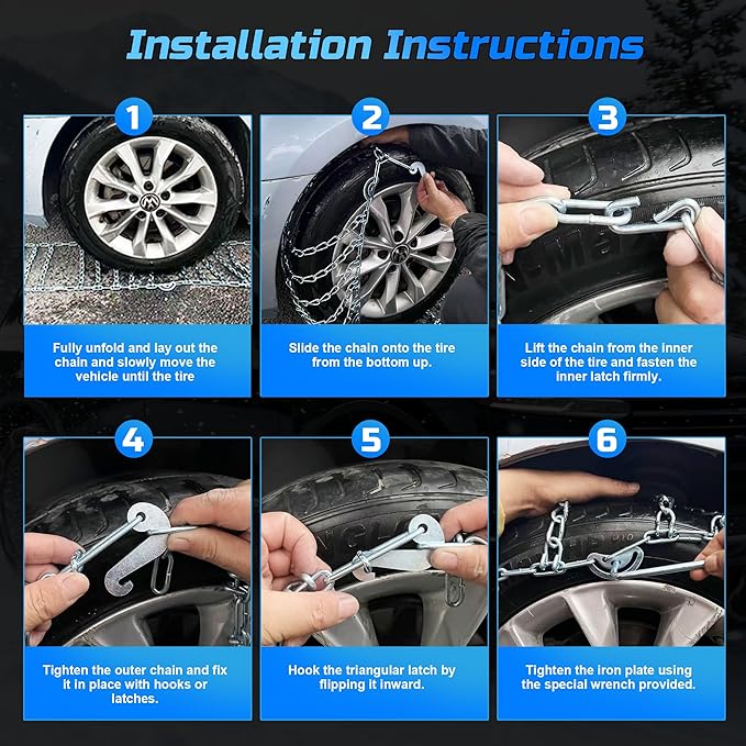Automotive Tightening Snow Chains Tire Chains for Tire Set of 2 With Gloves Winter Accessories SUV Trucks Pickup Winter Emerg
