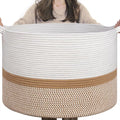 INDRESSME XXXLarge Cotton Rope Basket 21.7" x 21.7" x 13.8" Woven Baby laundry Blanket Basket for Home Decor Living Room Nurs