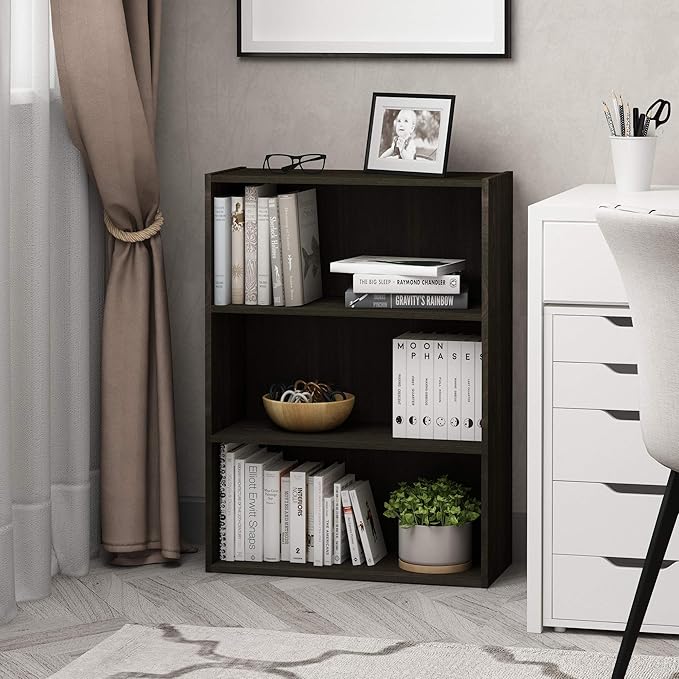 Furinno PASIR Book Shelf, 3-Tier Bookshelf, Storage Shelves Bookcase, 9.7 x 23.7 x 31.5, for Living Room, Bedroom, Home Offic