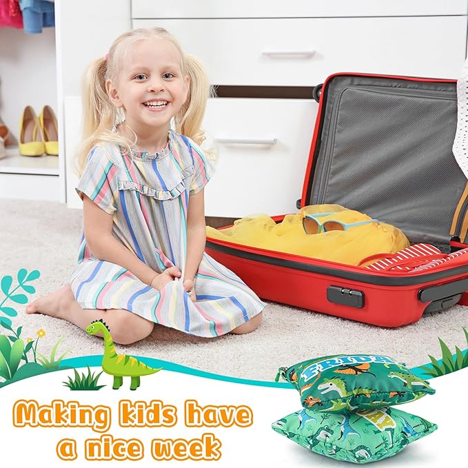 Paterr 7 Pcs Packing Cubes for Travel Kids Day of Week Compression Packing Bags Colorful Luggage Suitcase Organizers Bag for 