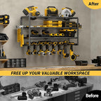 YYR 4 Layer Power Tool Organizer Wall Mount, Cordless Drill Hanger Storage Rack, Battery Tools Holder with Charging Station S
