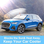 Front Windshield Sun Shade Foldable Car Front Window Sun Shade Windshield Shade Custom Fit for 2019-2025 2026 Audi Q3 Block UV Rays Accessories Heat Keep Car Cooler