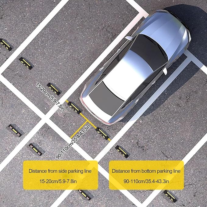 Parking Stopper for Garage, Rubber Limiter Wheel Blocker, Yellow Reflective Strips Garage Parking Aid, for Various Car Parking
