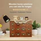 12-Drawer Apothecary Cabinet - Index Card Organizer - Mahogany Wooden Card Catalog - Fits Standard US 3x5in Index Cards - Vin