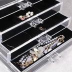 Frebeauty Extra Large Acrylic Jewelry Box for Women 5 Layers Clear Jewelry Organizer Velvet Earring Box with 5 Drawers Rings 