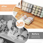 2pcs Sock Underwear Organizer, Sunoyar 16 Compartment Adjustable Dividers Tie Bras Socks Underwear Drawer Organizers for Clos