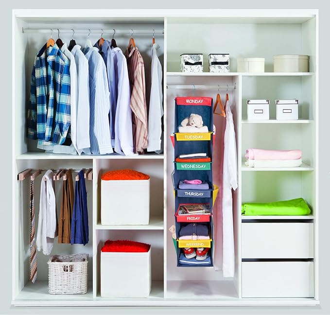 Handy Laundry Daily Activity Kids Closet Organizer, 11" X 11" X 48", Prepare & Organize a Week's Worth of Your Children's Clo