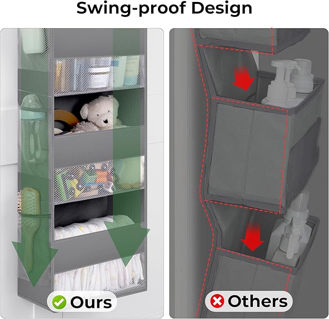 GRANNY SAYS Over the Door Organizer, 4-Shelf Behind the Door Storage with 6 Pockets, Waterproof 300D Oxford Fabric Hanging Or