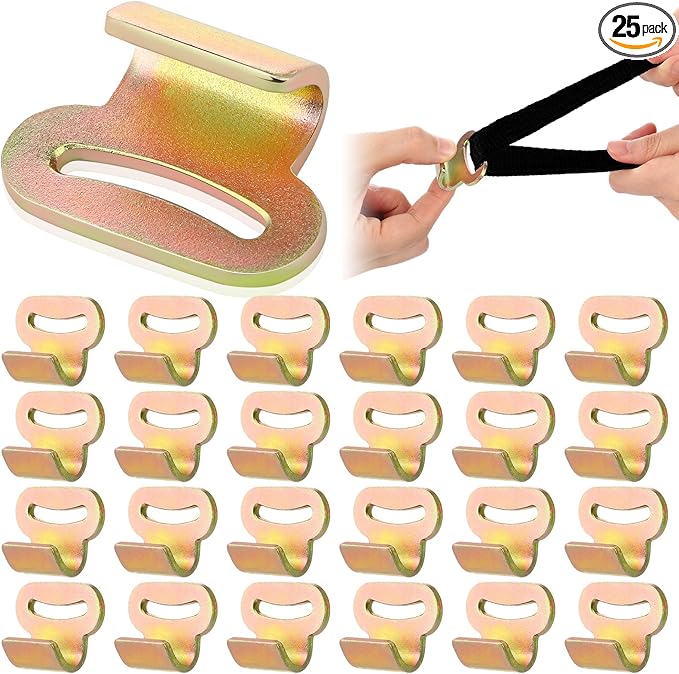 Zonon 25 Pcs 1" Flat Hook Rooftop Cargo Tie Down Hook Car Roof Carrier Door Hook Attaches to Car Door Frame for 1" Tie Down Strap Webbing Secure Any Car Roof Bag Compatible with Most Cars Truck