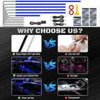 RGB Acrylic Interior Car LED Strip Light with Wireless APP, Car Accessories 6 in 1 with 175 inches 593 LEDs Fiber Optic Ambient Lighting Kits, Dynamic Music Sync Neon LED Strip Light for Car