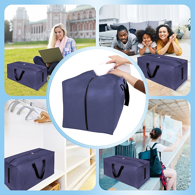HOMESURE 12 Pack Large Strong Moving Bags with Zippers & Carrying Handles - Water-Resistant - Heavy Duty Storage Tote for Spa