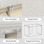 FHSQX 6 Pack Clothes Storage Bins with Metal Frame Foldable Storage Bins for Clothes Linen Fabric Storage Box with Clear Wind