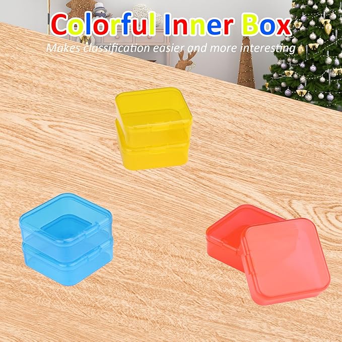 Mathtoxyz Bead Organizer Box(Red,Yellow,Blue), 62Pcs Small Bead Organizers and Storage Plastic Cases Mini Clear Containers Bo