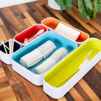 Three by Three Seattle 10 Piece Metal Organizer Tray Set for Storing Makeup, Stationery, Utensils, and More in Office Desk, K