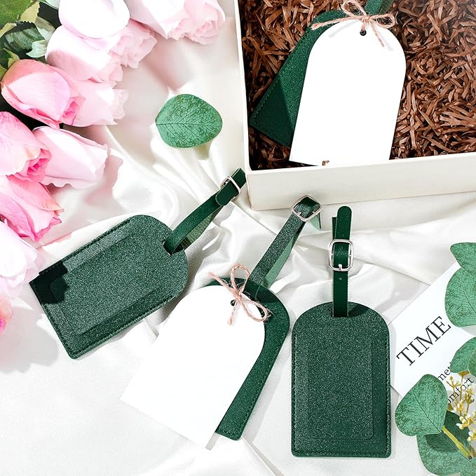 Amylove 48 Sets Leather Luggage Tags Bulk Wedding Favors Luggage Tags for Guests Bridal Gifts Wedding Bridal Shower Gift PU L