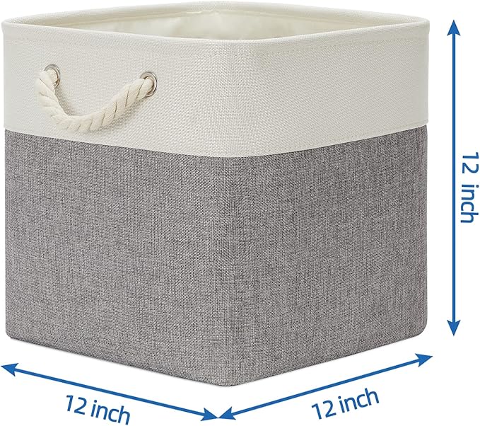 Temary Fabric Baskets 12 Inch Storage Cubes Basket with Handle, Clothes Baskets for Gift, Large Bins for Organizing Books, Bl