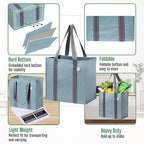 VENO 2-4 Pack Reusable Grocery shopping Bags, Medium Tote Bag w/Handle Hard Bottom, Heavy Duty, Foldable Carrier