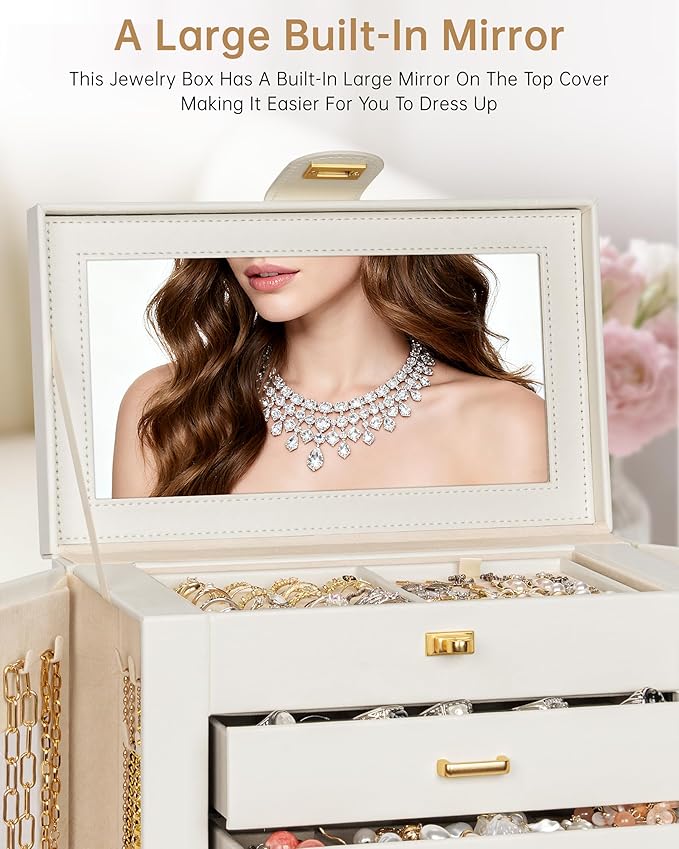 AKOZLIN Jewelry Box 6-Tier Organizer Functional 360° Rotating Jewelry Storage Case for Women Girls Ring Necklace Earring Brac