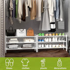 BMOSU 3-Tier Bamboo Extended Shoe Rack Premium Stackable Shoe Shelf Storage Organizer for Hallway Closet Living Room Entryway