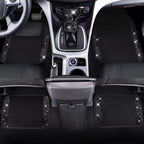 CAR PASS Bling Diamonds Car Seat Covers Front Seats Black Leather Shining Rhinestone Car Floor Mats Carpet with Anti-Slip Nib