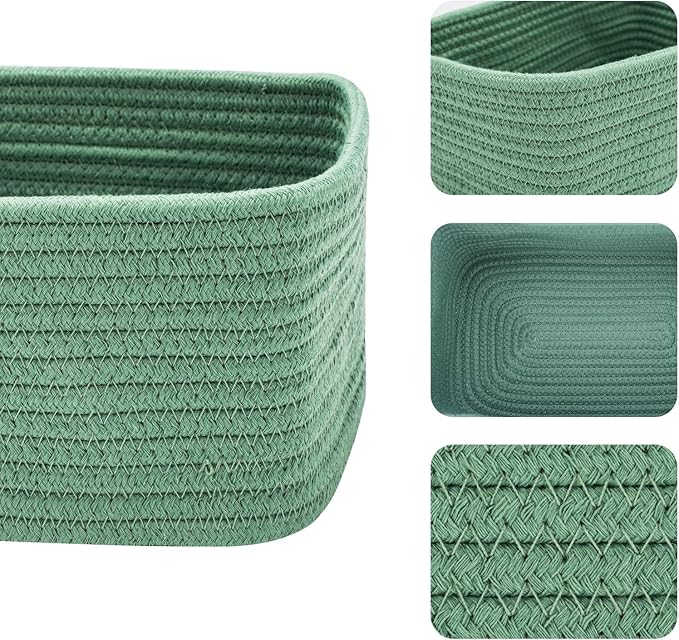 MiniArk Small Storage Baskets for Organizing | Closet Organizer Bins | Shelf Toy Basket | Woven Rope Baskets | Cube Decorativ