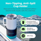 Non-Tipping, Anti-Spill Cup Holder for Boats, Kayaks, SUPs, RVs, Fishing & Camping | Universal 12–30 oz Fit | BPA-Free, Optio