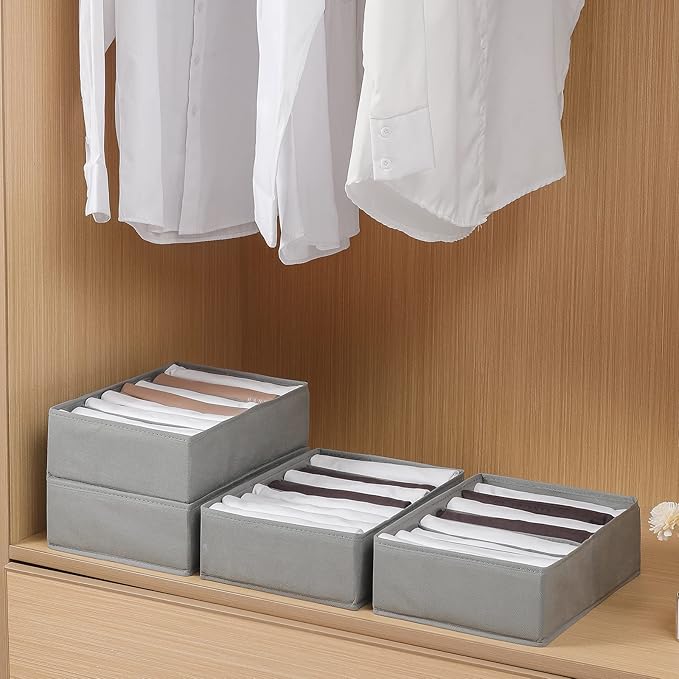 4 Packs T-shirt Drawer Organizers for Clothing,8 Grids Compartment Wardrobe Storage Box, Washable Clothes Organizer for Folde