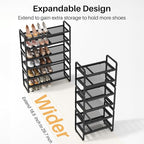 SNTD Shoe Rack - Expandable Shoe Organizer for Closet, Adjustable Metal Shoe Shelf Storage, Stackable Long Shoe Stand Holder 