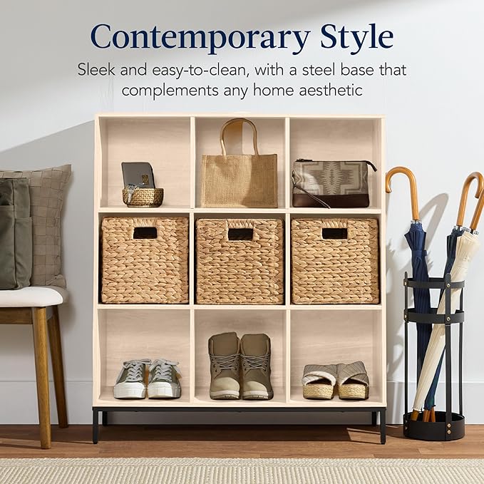 Best Choice Products 9-Cube Bookshelf, 3-Tier Wood Storage Bookcase W/Legs, 11in Shelf Opening, Cube Organizer, Living Room, 