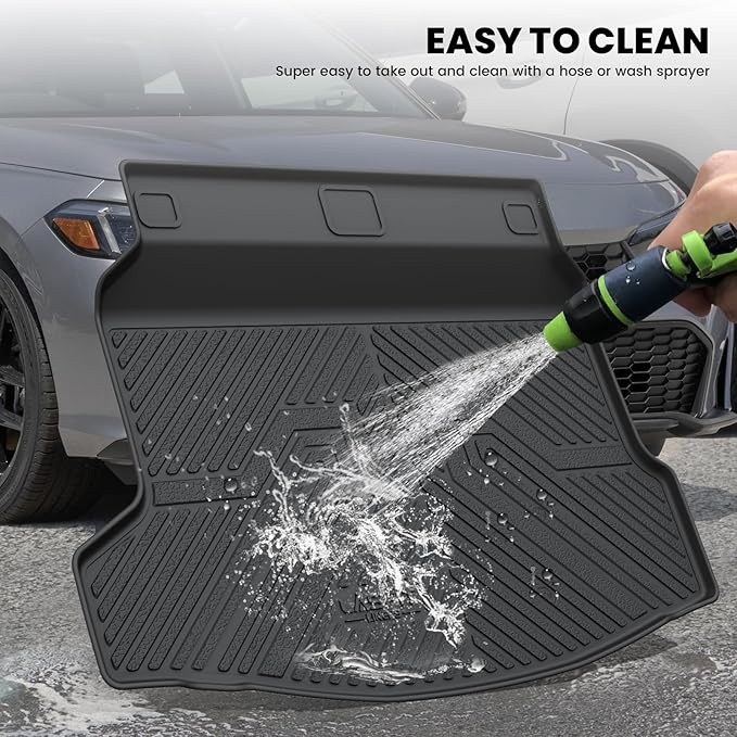 LASFIT Trunk Mat for Honda Civic Hatchback 2022-2026 & Civic Hatchback Hybrid 2025-2026, All Weather TPE Custom Fit Trunk Liner Cargo Mat Cargo Liner with Subwoofer, Black