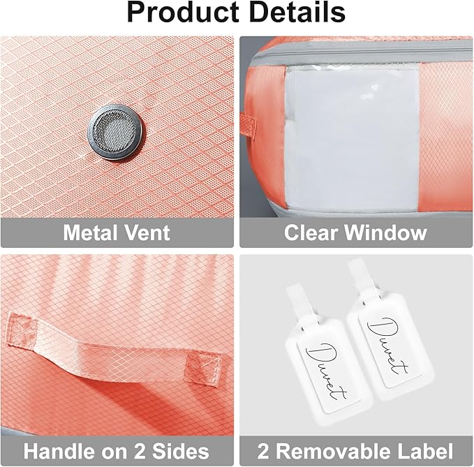Comforter Storage Bag - Large Capacity Blanket Storage Bags 3-Layer Ultra Space Saving Self Compression Organizer, Washable C
