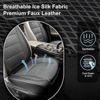 2 Pack Ventilated Cooling Car Seat Covers for Summer, 3D Air Mesh Breathable Leather Front Seat Protectors with Storage Pocke