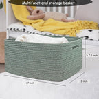 COMFY-HOMI Cotton Rope Woven Basket with Handles for Shelves,Toys,Book, Cloth Storage Baskets for Organizing-17" x 13" x 7.5"