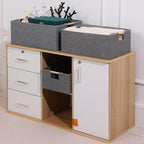 ANMINY 2PCS Storage Baskets for Organizing Collapsible Fabric Storage Bins Boxes with Wood Handles Closet Shelves Cube Organi