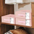 DIMJ Bed Sheet Organizers and Storage 8 Pack, Pink Foldable Sheet Organizer for Linen Closet, Bedding Folder Storage Box with