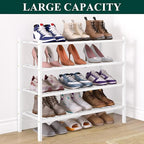 Smiry Bamboo Shoe Rack for Closet, 4 Tier Wooden Stackable Shoe Organizer, Free Standing Shoes Storage Shelf for Entryway, Fr