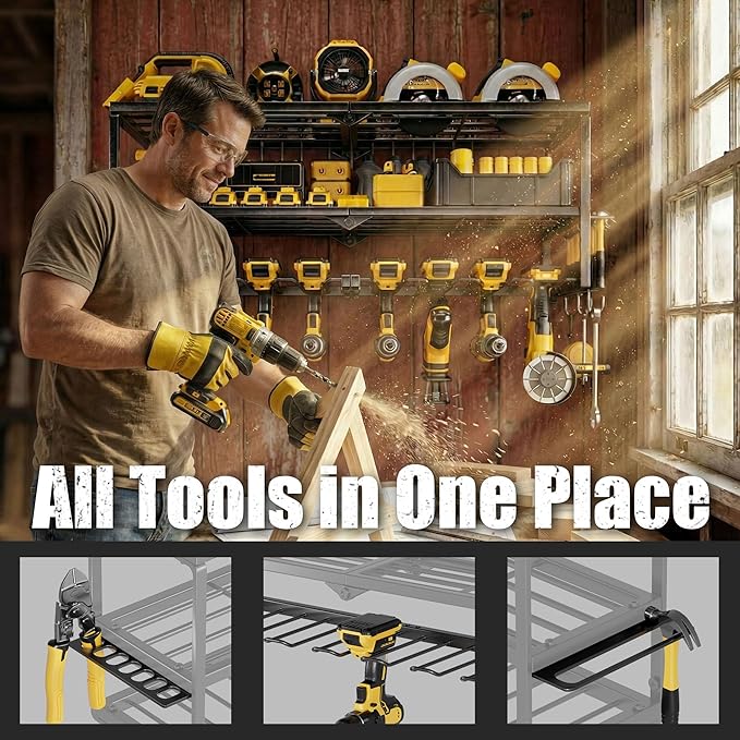Power Tool Organizer, 8 Drill Holder for Tool Organizer, Storage and Organization for Garage, Heavy Duty Metal Tool Shelf Uti