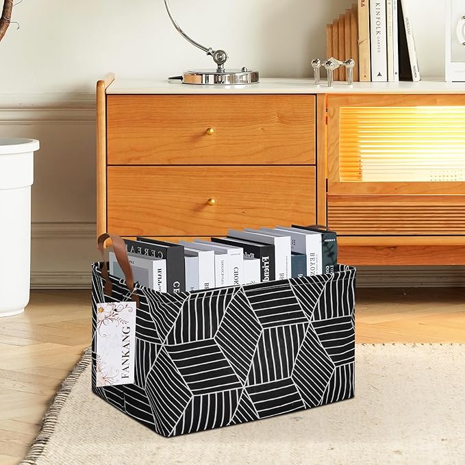 FANKANG Storage Basket,Nursery Hamper Canvas Laundry Basket Foldable with Waterproof PE Coating Storage, Office, Bedroom, Clo