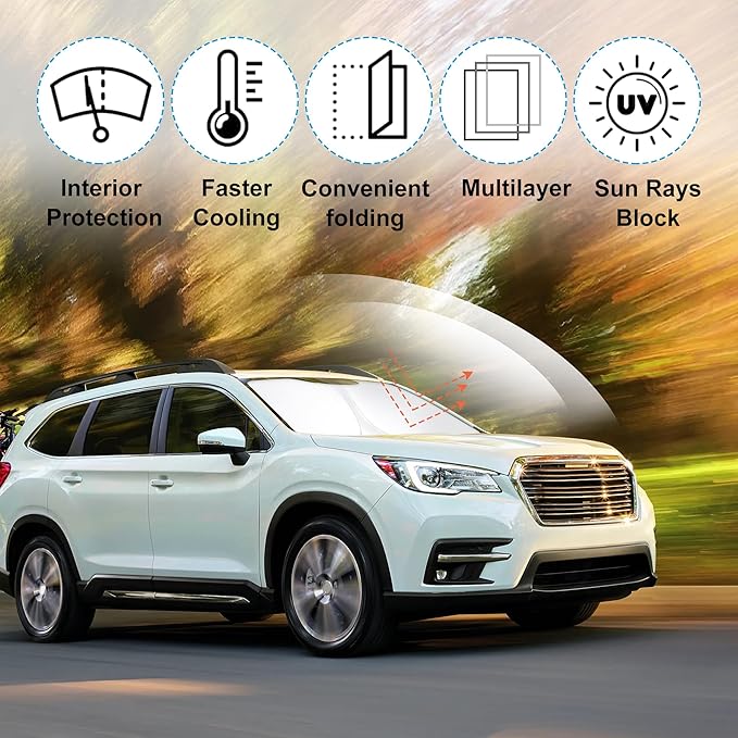 Front Windshield Sun Shade Foldable Car Front Window Sun Shade Windshield Shade Custom Fit for 2019-2025 2026 Su-baru Ascent Block UV Rays Accessories Heat Keep Cooler