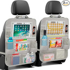 BALEINE Backseat Car Organizer, Back Seat Car Organizers and Storage, Kick Mats Back Seat Protector, Travel Accessories for Most Automotive (2 Pack, Beige)