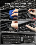 Belinous 27 PCs Bling Car Accessories for Women, Girl Car Accessories for Interior, Bling Steering Wheel Cover 14.5-15in, Bling License Plate Frame, Bling Phone Holder, Cup Coasters (Black Diamond)