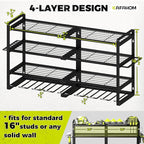 KAFAHOM Power Tool Organizer-8 Drill Holder Wall Mount,4 Layer Heavy Duty Metal Power Tool Storage Rack,Garage Tool Organizer