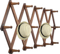 WEBI Accordion Wall Hanger, Wooden Coat Rack Wall Mounted, Hat & Cap Hook Rack, 16 Peg Hooks, Walnut Color