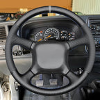 MEWANT Hand Stitch Embossed Faux Leather PU Carbon Fiber Steering Wheel Cover for Chevy Silverado 1500 Astro Blazer C/K