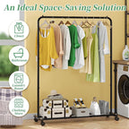 Simple Trending Standard Clothes Clothing Garment Rack with Storage Shelves, Rolling Clothes Organizer on Wheels for Hanging 