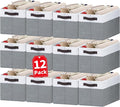 Criusia 12 Pack Large Storage Baskets for Shelves | Fabric Closet Organizers and Storage Bins with Handles for Home Organizat
