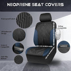 CAR PASS Waterproof Black Blue Car Seat Covers Front Seat Covers Neoprene Wetsuit,All-Weather Non-Slip Durable,Universal Fit 