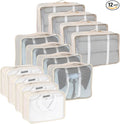 12 Pcs Packing Cubes for Suitcase Travel Luggage Bags Bulk Mesh Organizer Set for Hiking Camping Backpacking Clothes Accessor